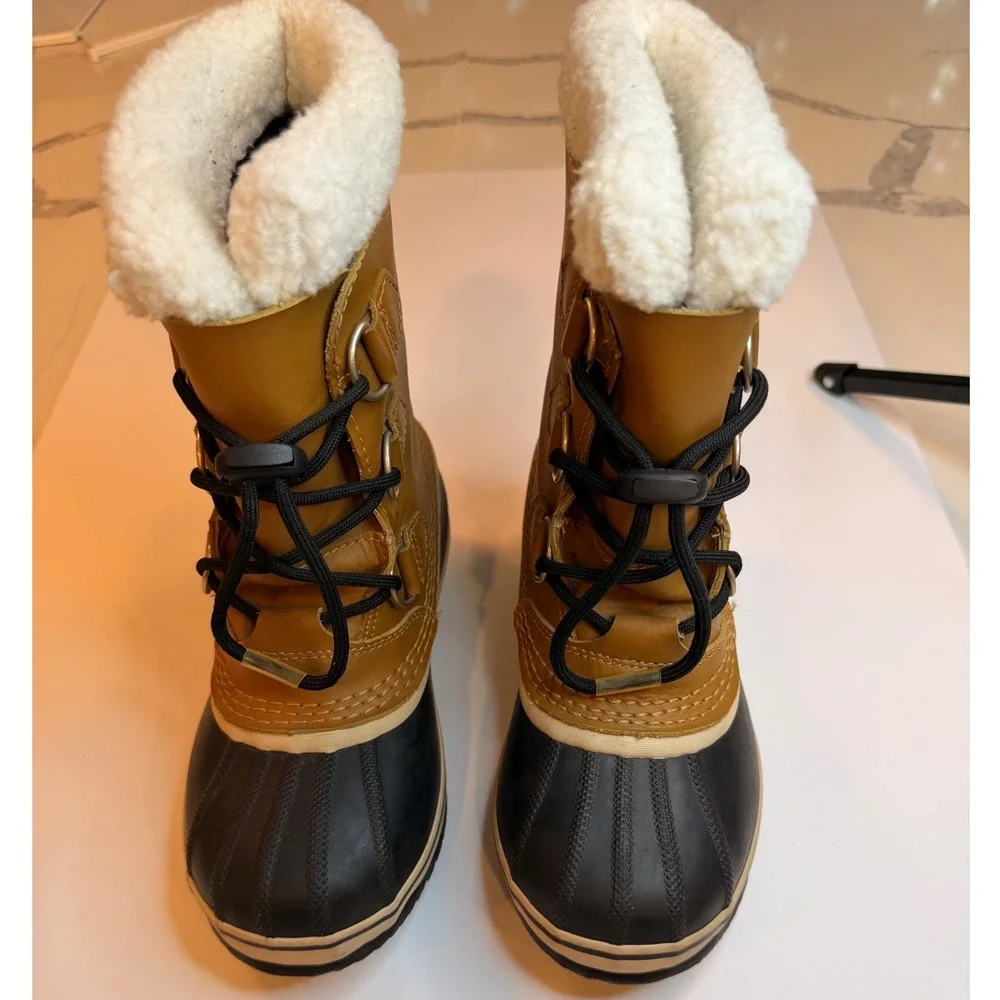 Sorel Kids Yoot Pac Nylon Waterproof Snow Boots Buff Black NY1443-259 Size 3
